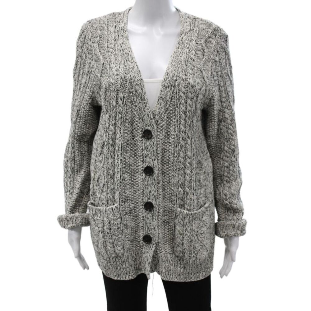Wallace Womens Cardigan Gray V Neck Cotton Long Sleeve Size XL